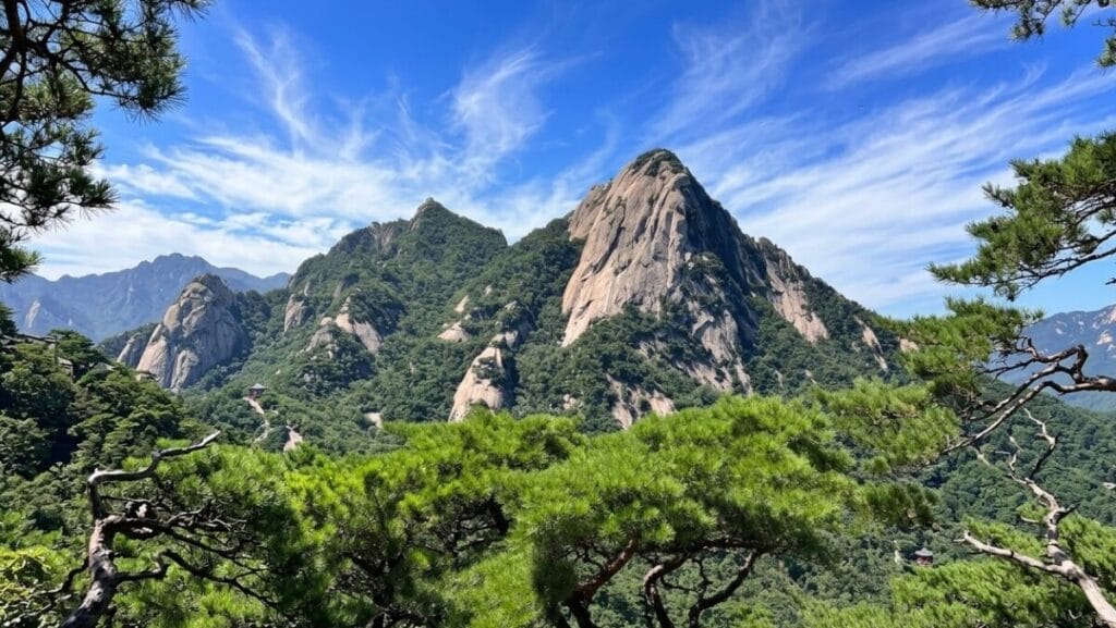 Jagged granite peaks of Bukhansan, one of the most iconic Seoul mountains